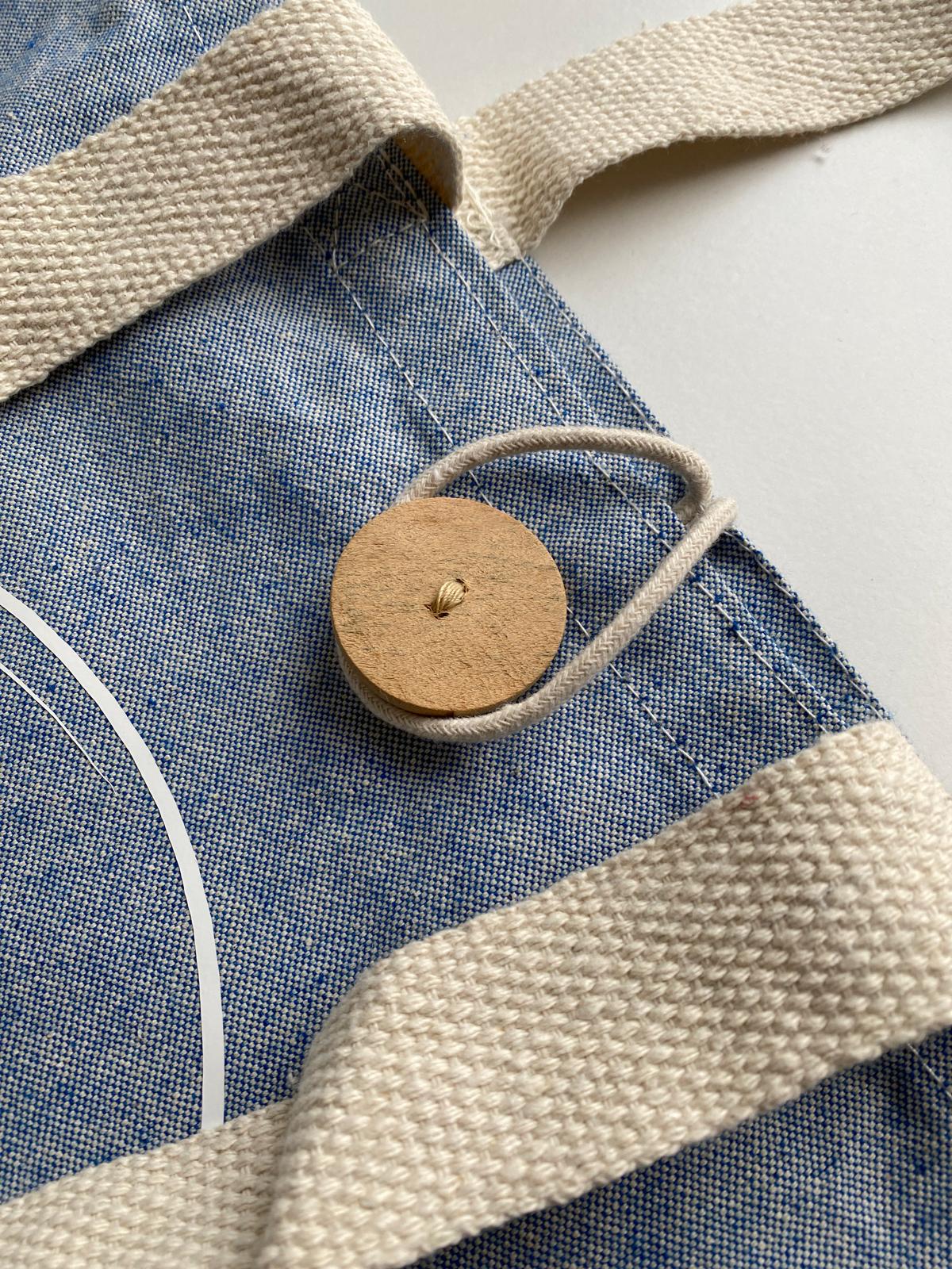 Happy Shopping - Nachhaltige fröhliche Tasche in jeansblau